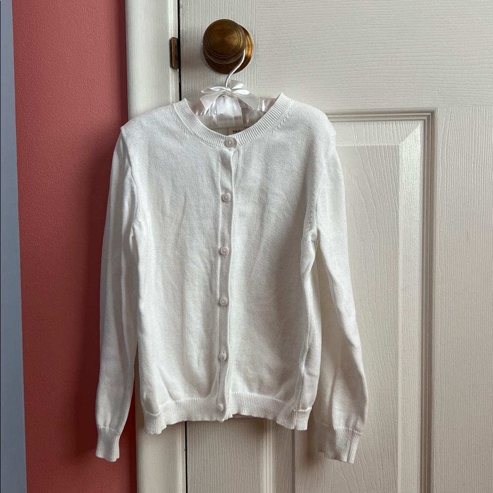 Crew Cuts Girls White Cotton Cardigan